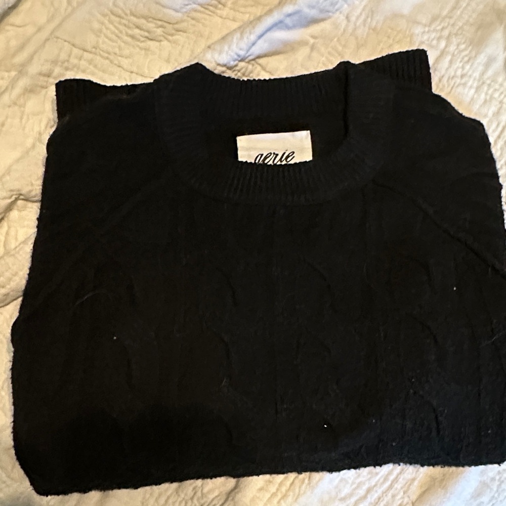 Aerie Classic Black Knit Pullover